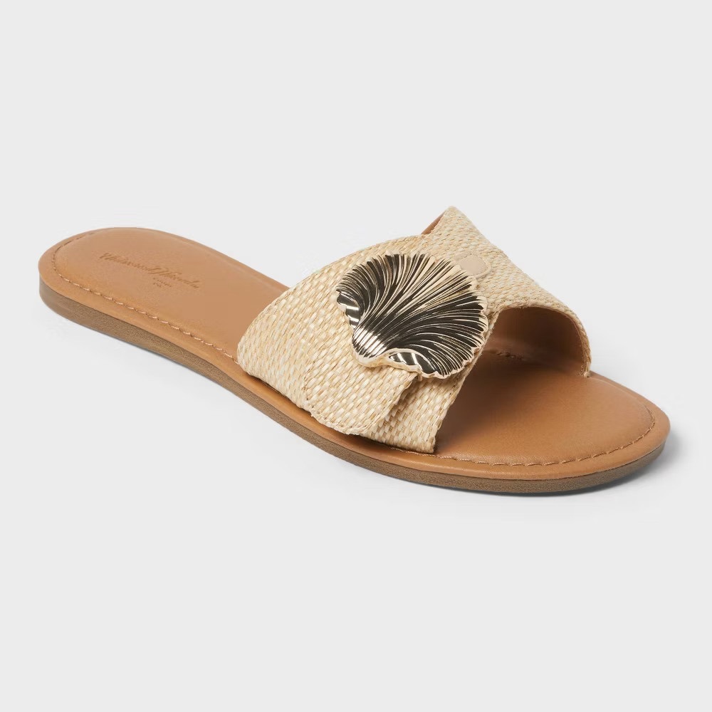 Universal Thread Women's Nesryn Raffia Shell Ornament Slide Sandal Size 6 - Picture 2 of 13